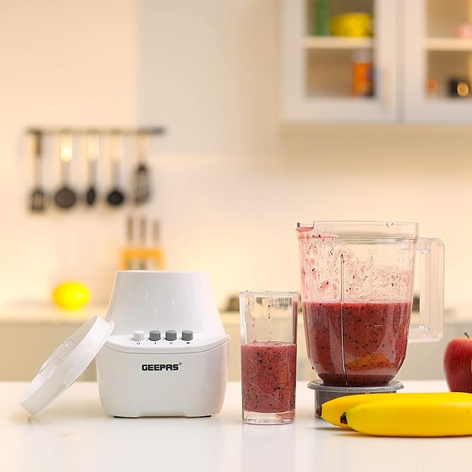 Geepas 3-in-1 Blender GSB6104N: Powerful 400W with Unbreakable Jars and Stainless Steel Blade