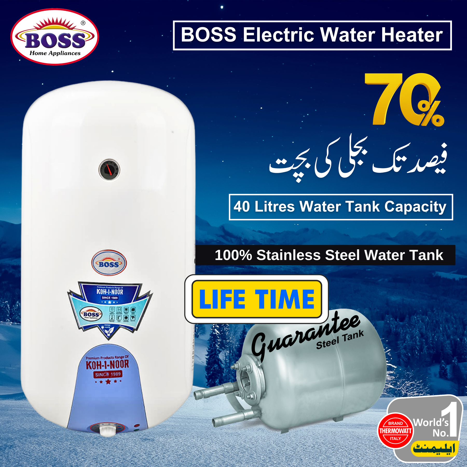 Boss Geyser K.E-SIE-50CL New-Supreme-Steel