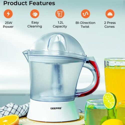 Geepas Citrus Juicer with Measuring Scale - 1.2 liter GCJ5384