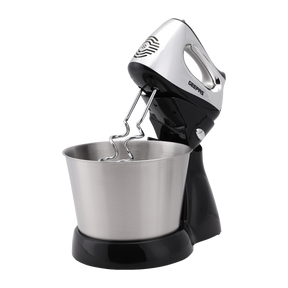 Geepas GHM5461 200W 2.5L Stand Mixer - Stainless Steel Mixing Bowl for Bread & Dough | 5 Speed Control, Eject Button, Turbo Function