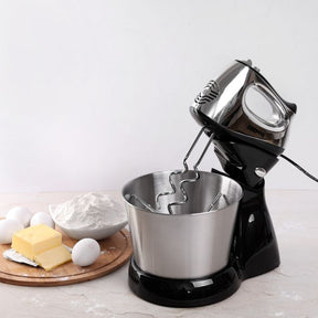 Geepas GHM5461 200W 2.5L Stand Mixer - Stainless Steel Mixing Bowl for Bread & Dough | 5 Speed Control, Eject Button, Turbo Function